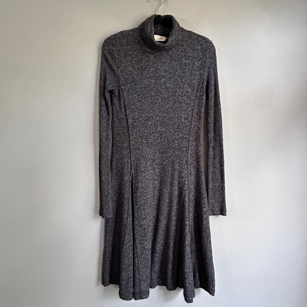 Saturday Sunday Anthropologie Gray Marl Turtleneck Knit A-Line Dress XS